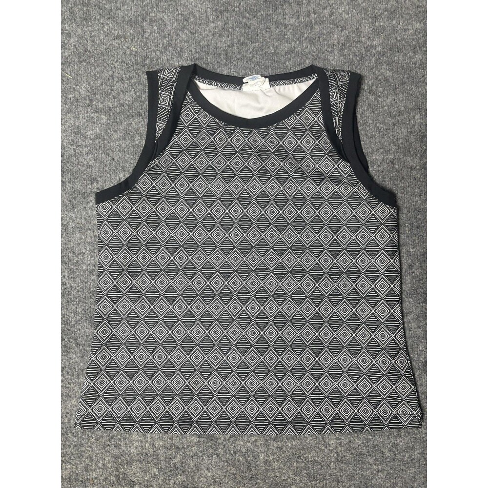 Sigrid Olsen Tank Top Womens M Black Geometric Stretch Golf Tennis Jersey